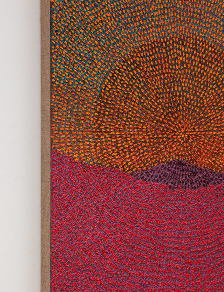 Jennifer Guidi Eclipse (Painted Mandala Mountain SF #1A, Black Sand, Blue, Yellow, Purple, Red),&nbsp;2017