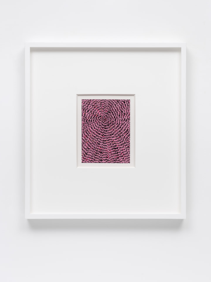 Jennifer Guidi, Untitled (Black Gouache Universe Mandala, Hot Pink and Gold, Pink Ground), 2022