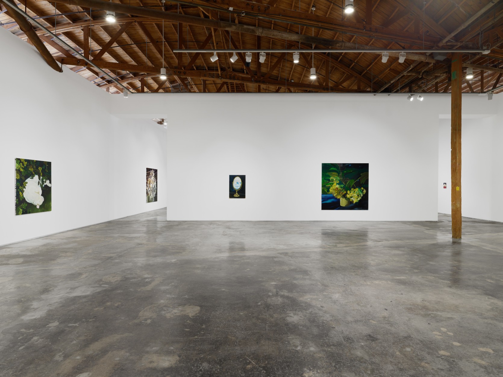 Installation view of Clare Woods’ “I Blame Nature” at Night Gallery 