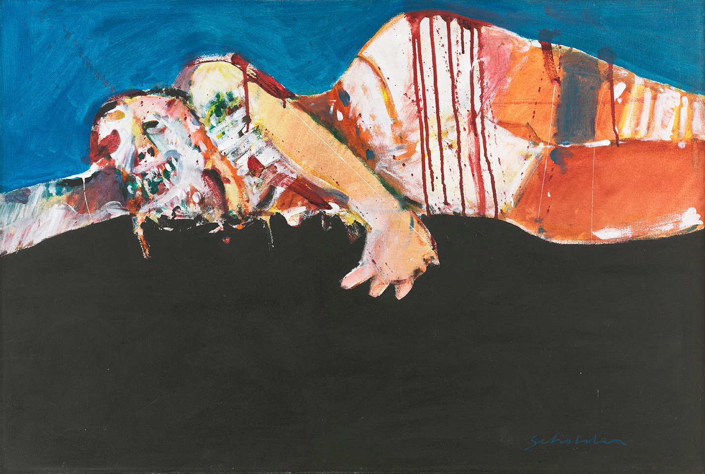 Dying Indian,&amp;nbsp;1968
Acrylic on canvas
27 x 40 inches