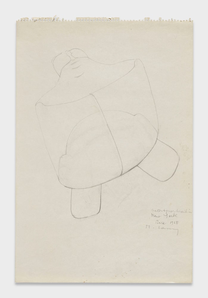 Maria Lassnig

Selbsportrait in New York

1968

Pencil on paper

18 x 12 inches

45.8 x 30.5 cm