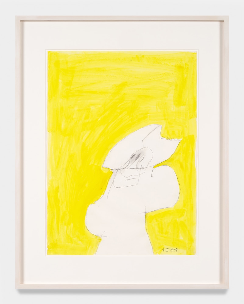 Maria Lassnig

Nasenlöcher

(Nostrils)

1997

Pencil and acrylic on paper

31.6 x 24.75 inches

80.3 x 62.8 cm

(ML 24/019)
