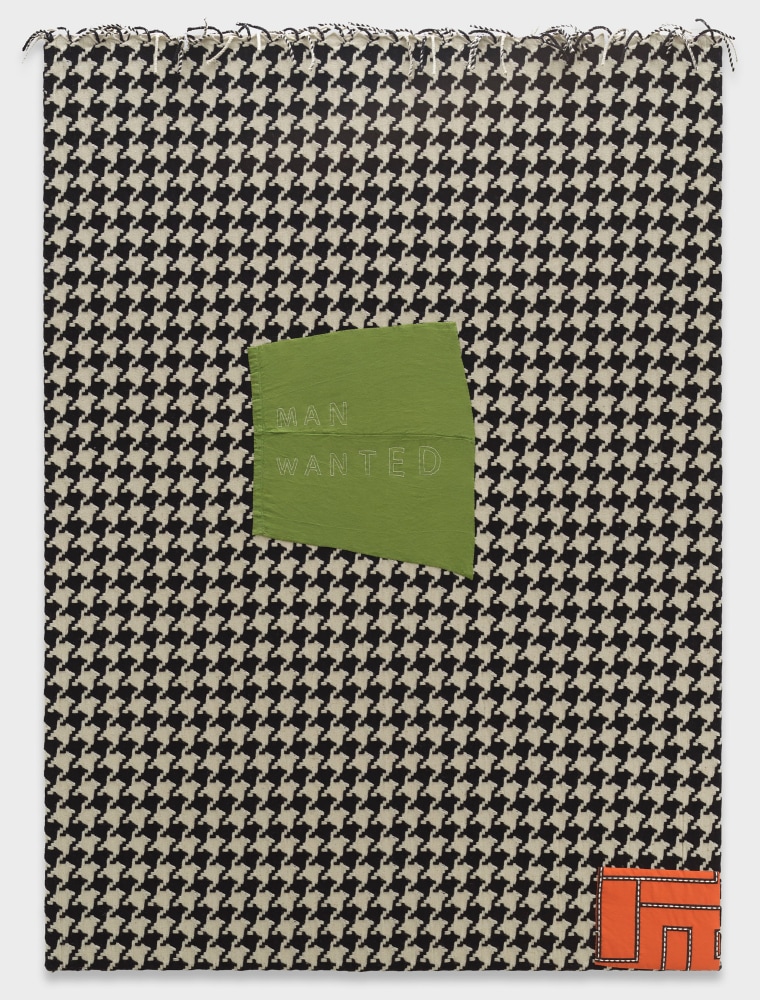 Cosima von Bonin

MAN WANTED

2023

Wool, cotton, fleece

73 3/4 X 53 inches

187 X 135 cm