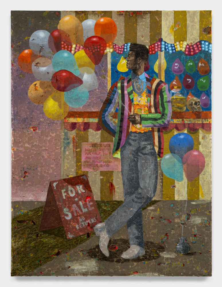 Derek Fordjour

CONfidence MAN

2023

Acrylic, charcoal, cardboard, glitter, oil pastel and foil on newspaper mounted on canvas

85 x 65 inches

215.9 x 165.1 cm

(DF 23/015)