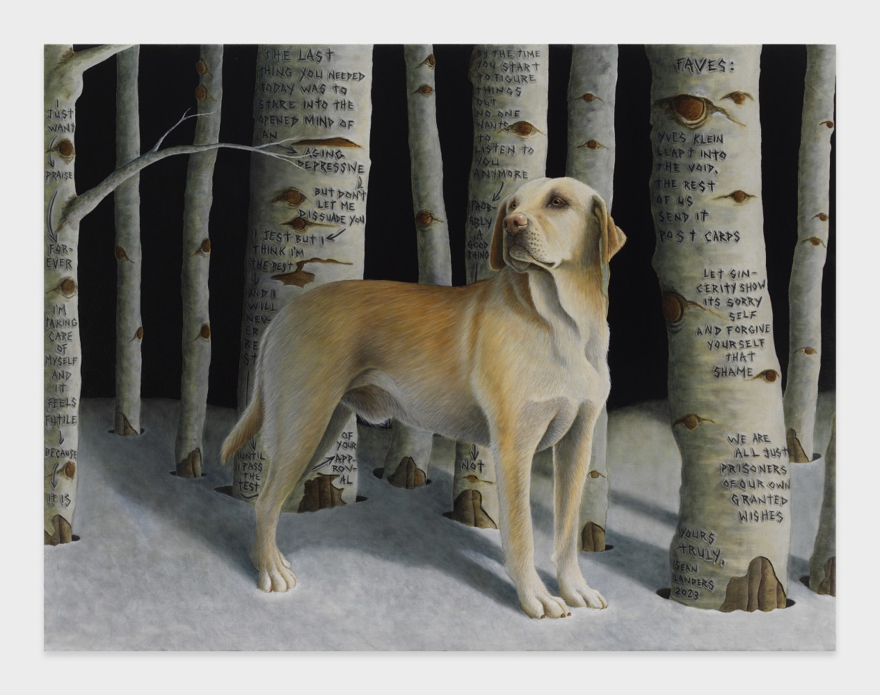 Sean Landers

Yours Truly

2023

Oil on linen

46 x 60 inches

116.8 x 152.4 cm

(LS 23/007)