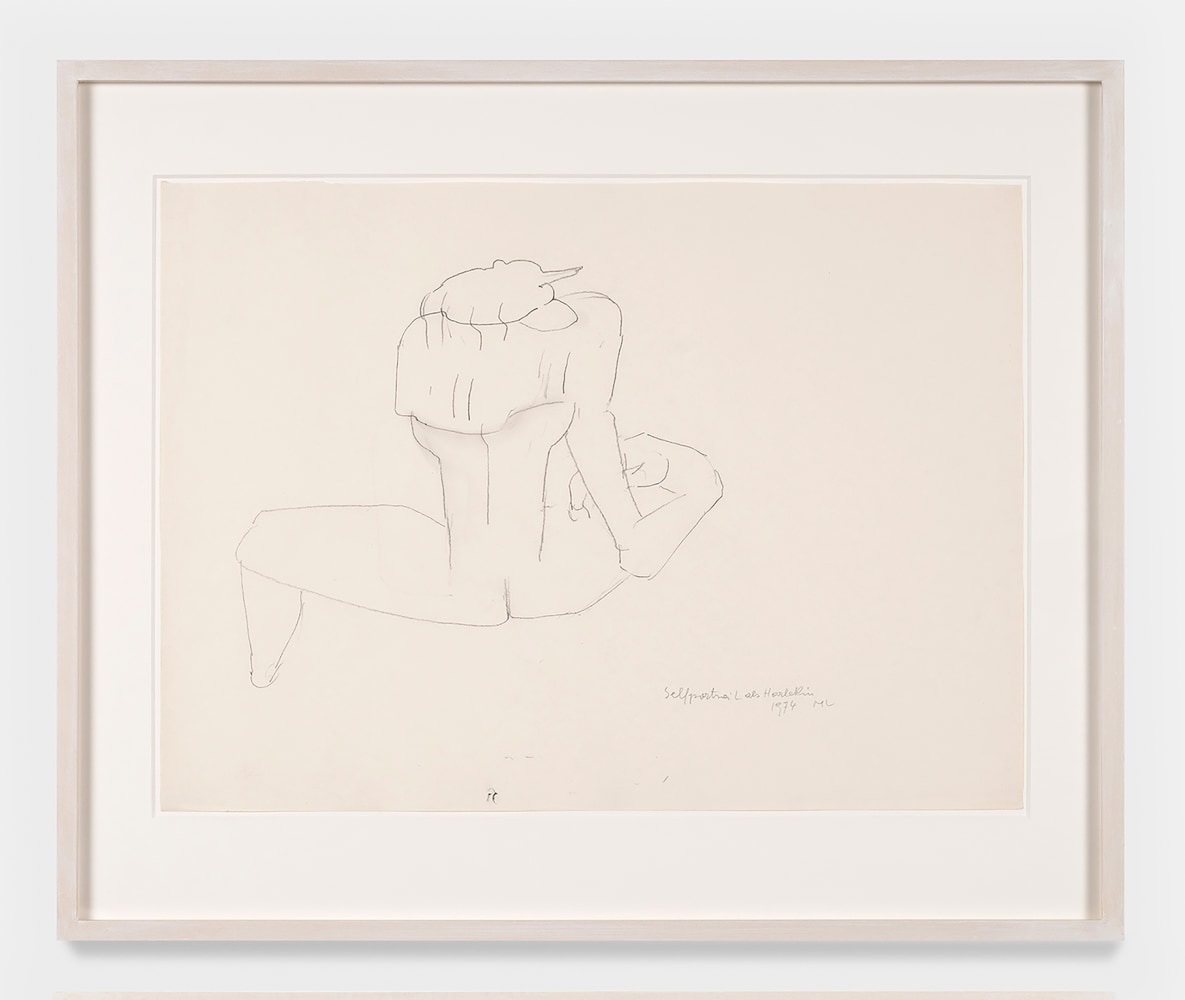 Maria Lassnig

Selfportrait als Harlekin

(Self-Portrait as Harlequin)

1974

Pencil on paper

24.5 x 30 inches

62.6 x 75.8 cm

(ML 24/006)
