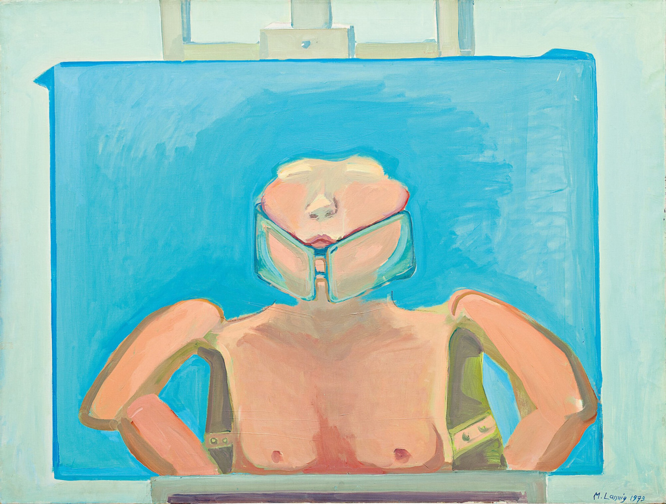 Maria Lassnig

Self-Portrait with Muzzle

1973

Oil on canvas

96.8 &amp;times; 127.2 cm

&amp;copy; Maria Lassnig Foundation

Courtesy Maria Lassnig Foundation