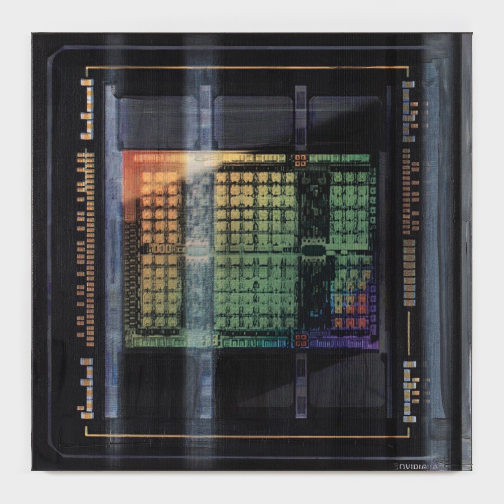 Simon Denny

Dungeon map 4: Nvidia H100 chip

2024

Oil and UV print on canvas

39.4 x 39.4 inches

100 x 100 cm

(SD 24/003)