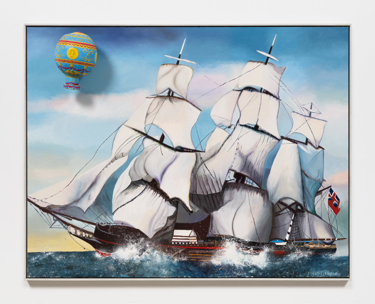 Malcolm Morley

Montgolfiere with Flying Cloud

1995

Oil on linen with paper balloon

56 x 72 inches

142.2 x 182.9 cm

(MOR 23/0309)

Private Collection