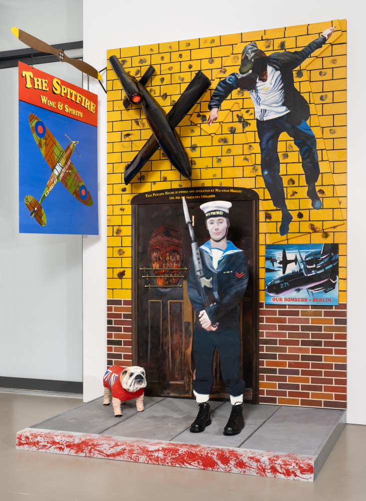 Malcolm Morley

The Spitfire

2012

Wall: Oil and sand on linen, wood and brass with paper and metal

Sign: Oil on aluminum and steel

Sidewalk: Encaustic on wood, oil on steel and paverpol, cotton and wire

137 x 94 x 51 inches

348 x 238.8 x 129.5 cm

(MOR 22/010)

The Estate of Malcolm Morley