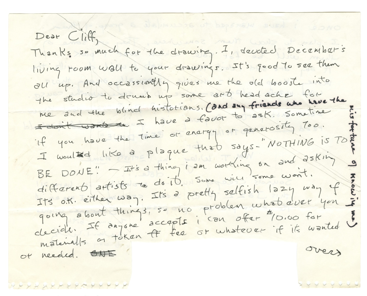 Letter from William T. Wiley to H. C. Westermann, c. December 1966