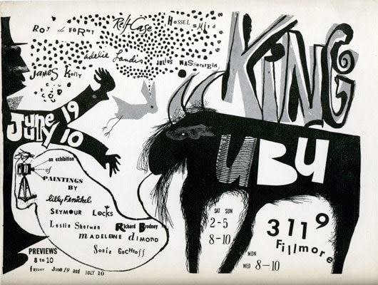 Exhibition announcement for group exhibition at King Ubu Gallery, June 19 - July 10, 1953.