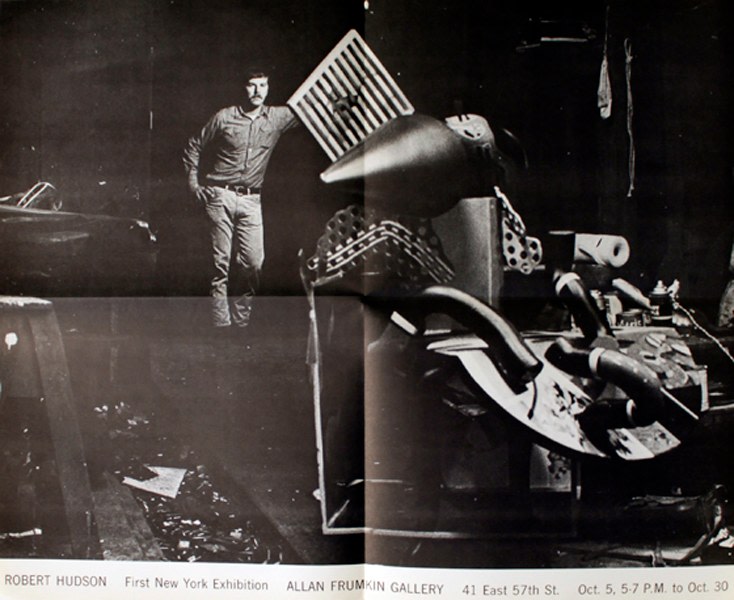 Robert Hudson in the studio, c. 1965, from a poster for his first New York solo exhibition in October, 1965.