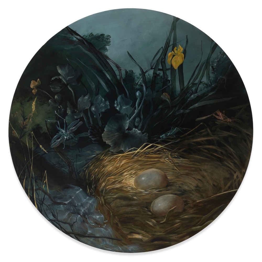 Nicole&amp;nbsp;Duennebier

Still Life with Waterlogged Nest, 2023

acrylic on round panel

60.96h x 60.96w x 1.27d cm

24h x 24w x 0.50d in