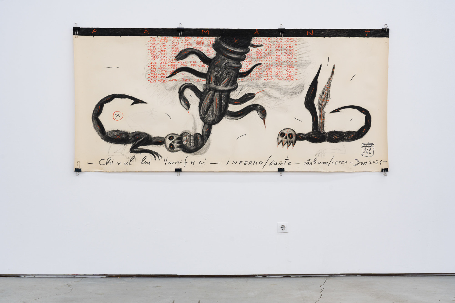 Marian Zidaru &amp;nbsp;
The torment of Vanifuci, 2021
Charcoal on paper
240x105 cm&amp;nbsp;