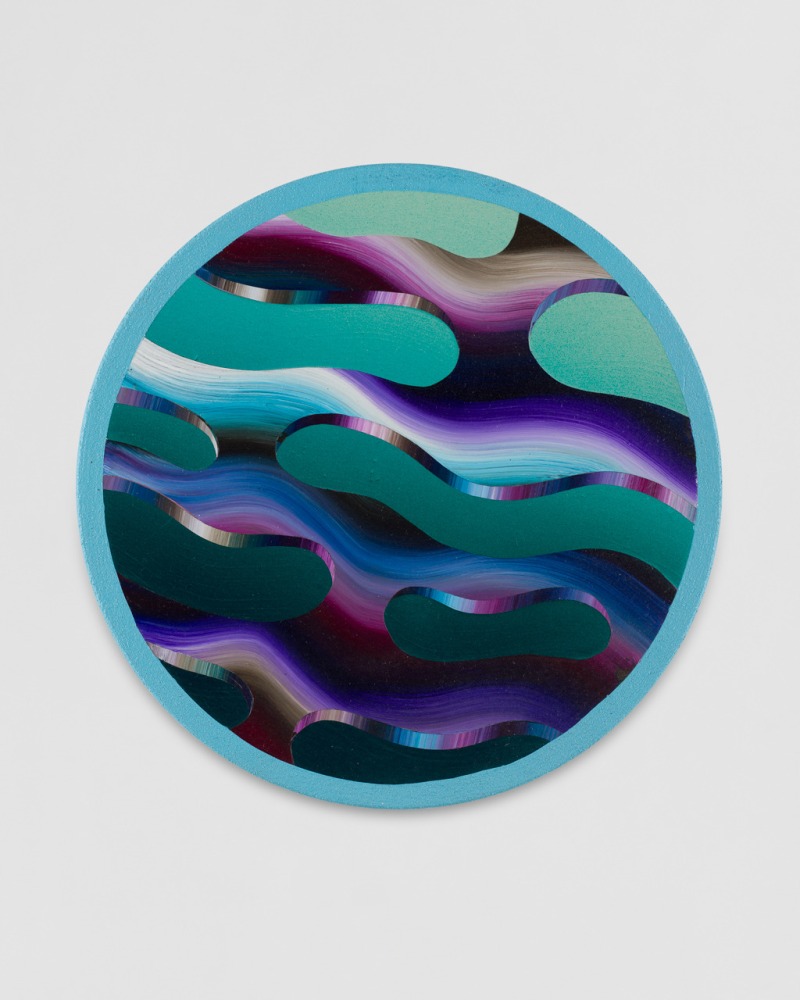 Christian&amp;nbsp;Ruiz Berman

wave/particle tondo 5, 2023

acrylic on round panel

8 inches diameter