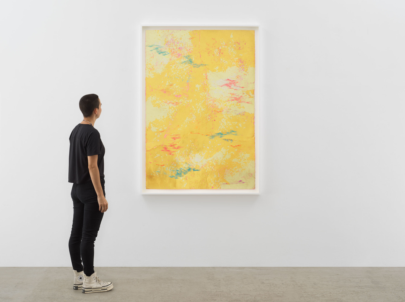 Jessie Henson Repair (Bound), 2023 12, 18 and 24K gold with Beva, acrylic gouache, and polyester thread on paper in 3 parts Framed Dimensions: 63 7/8 x 45 1/2 x 2 3/8 inches 162.1 x 115.4 x 6 cm Paper Dimensions: 60 x 41 inches 152.4 x 104.1 cm