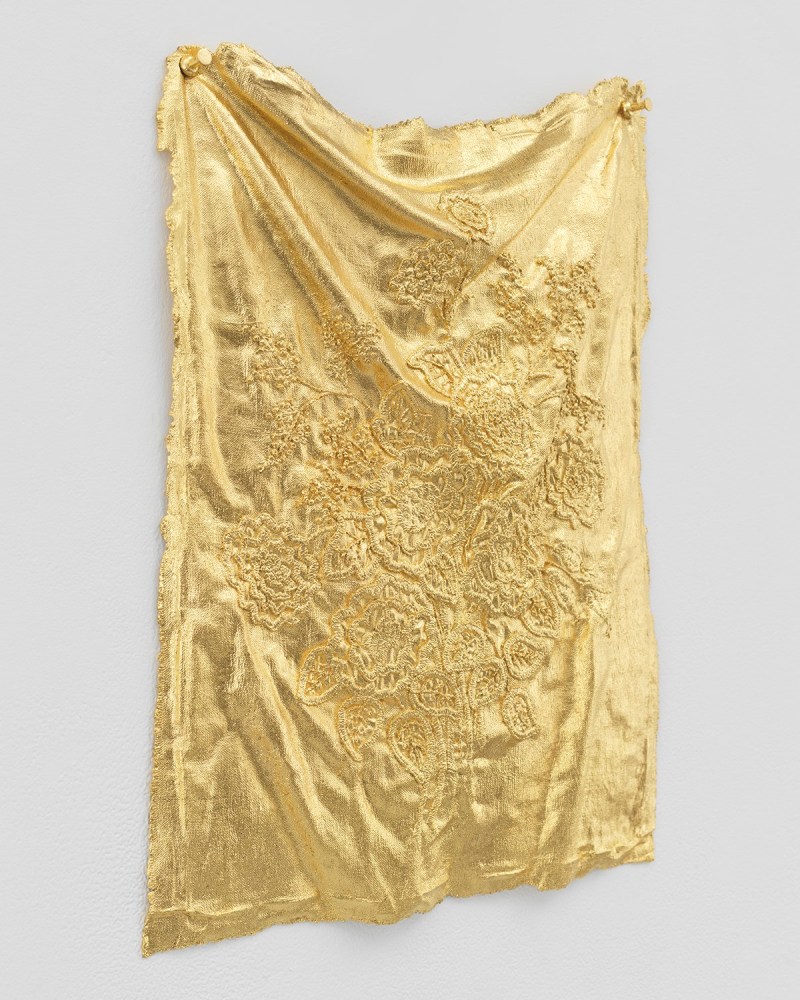 Jessie Henson Monument (laces), 2024 Inscribed on the verso with the artist's signature, name and date Unique Bronze with 23.75K gold leaf 15 x 11 x 1 1/2 inches 38.1 x 27.9 x 3.8 cm