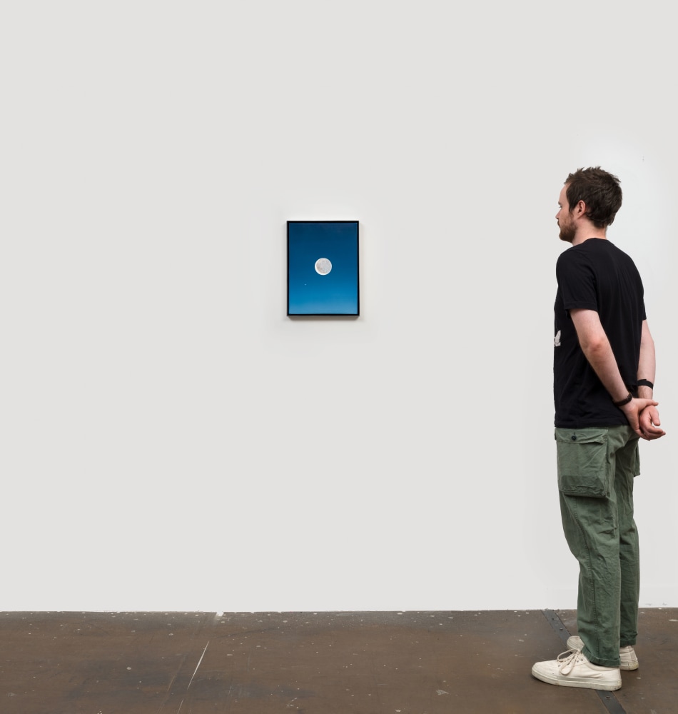 Rob Reynolds  Moon and Jupiter, 2018  Oil, alkyd and acrylic polymer paint on canvas in welded aluminum artist's frame  Framed Dimensions:  16 3/4 x 12 3/4 inches