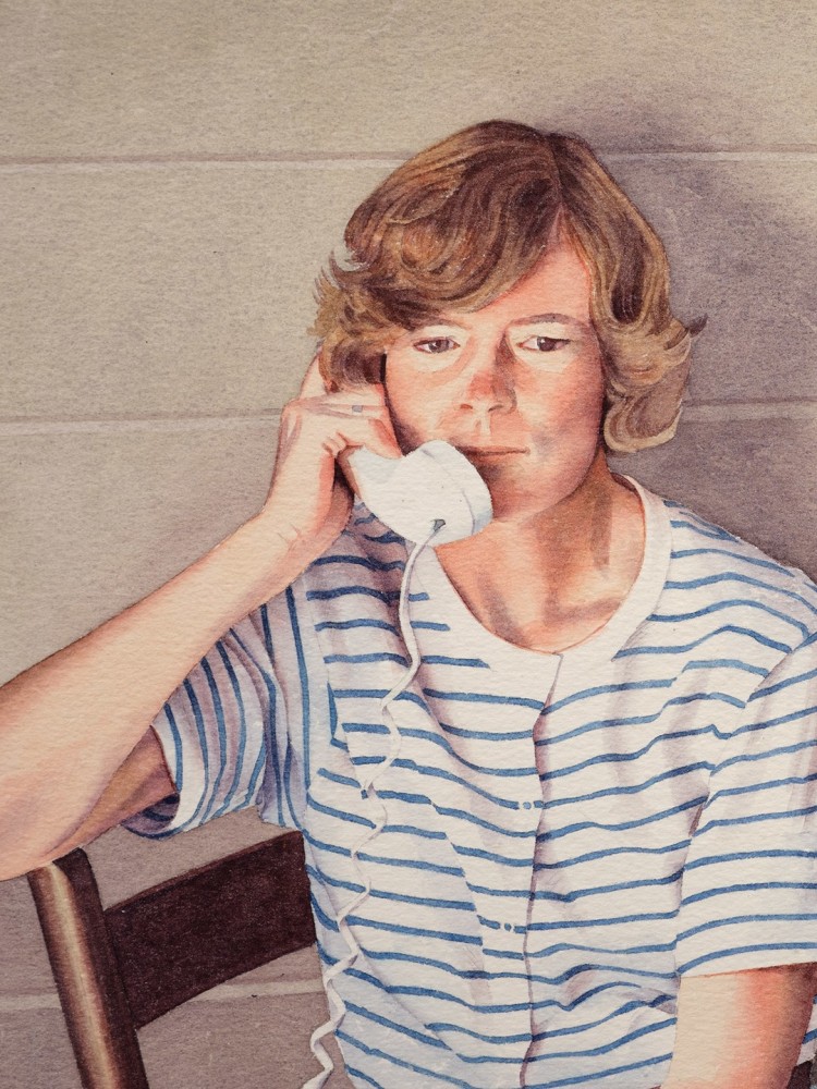 R​obert Bechtle Wellfleet Phone Call, 1983 Watercolor on paper Framed Dimensions: 27 1/4 x 31 1/2 x 2 inches 69.2 x 80 x 5.1 cm  ​SOLD