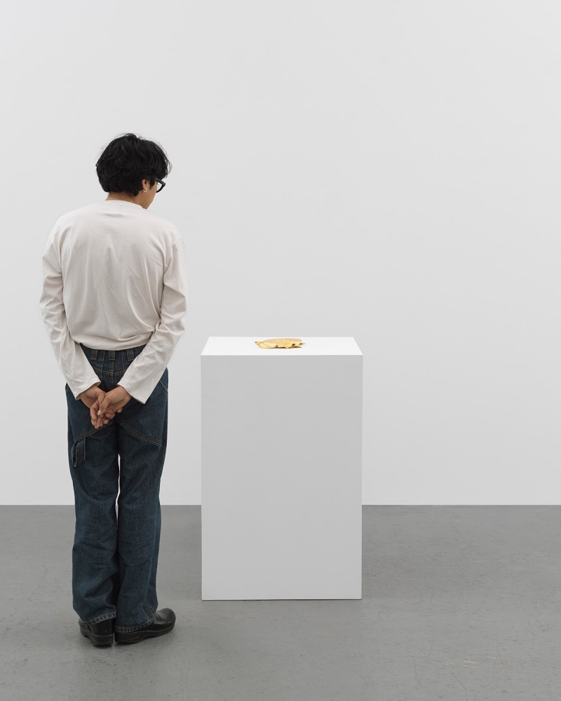 Jessie Henson Monument (hold), 2024 Unique Bronze with 23.75k gold leaf and Japanese silver leaf 8 1/2 x 8 x 1 inches 21.6 x 20.3 x 2.5 cm