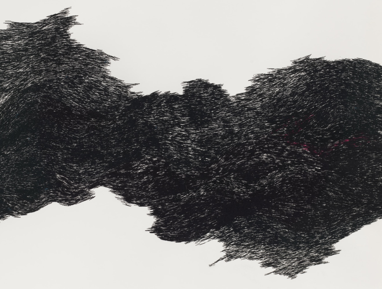 Jessie Henson Untitled, (Blue-Black Thread), 2018 Polyester and rayon thread on paper Framed Dimensions: 45 1/5 x 33 2/5 inches 114.8 x 84.8 cm