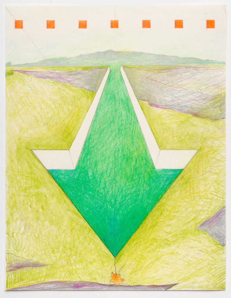 Barbara Stauffacher Solomon Untitled (Green Arrow Breaking Ground), 1980s Colored pencil and graphite on paper 11 x 8.5 inches 28 x 21.6 cm