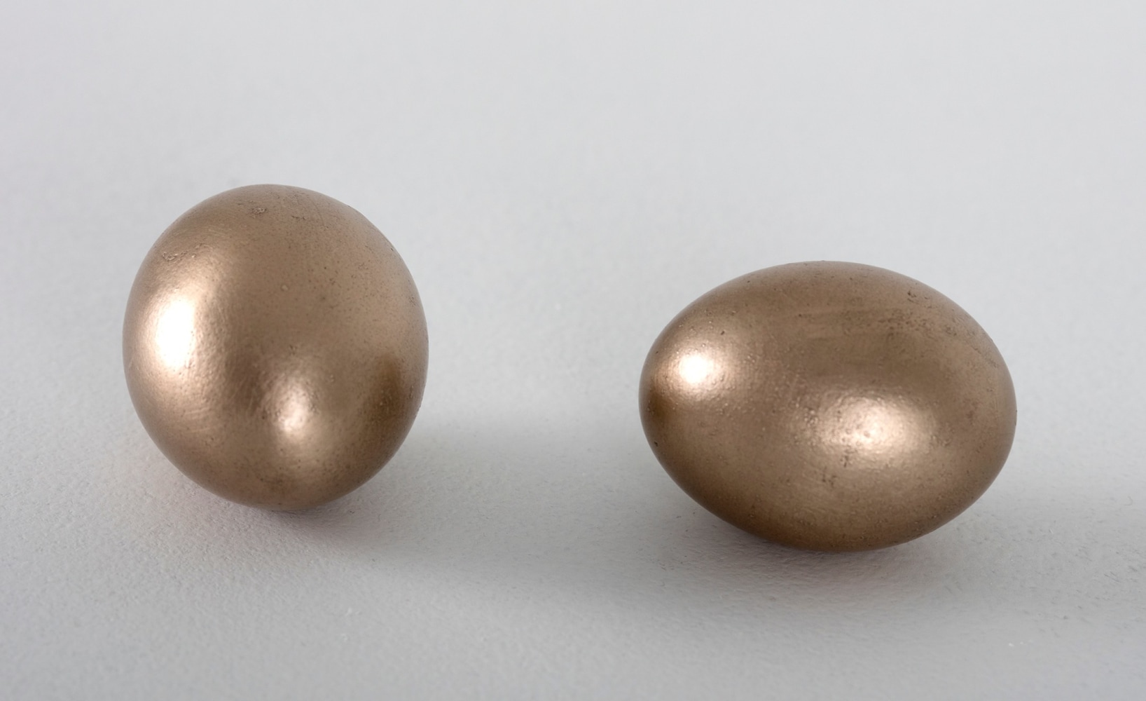 Kate Shepherd Huevos, set G, 1999 - 2016 Bronze Set of two 2 x 1 1/2 x 1 1/2 inches each 5.1 x 3.8 x 3.8 cm each