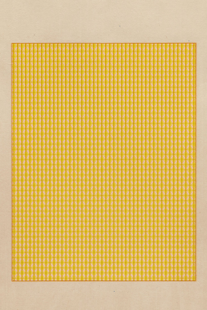 Marsha Cottrell Untitled (Yellow with layered grids), 2023 Archival pigment on digital ground on paper, unique Framed Dimensions: 22 3/8 x 17 3/8 x 1 3/8 inches 56.8 x 44.1 x 3.5 cm Paper Dimensions: 20 x 15 inches 50.8 x 38.1 cm