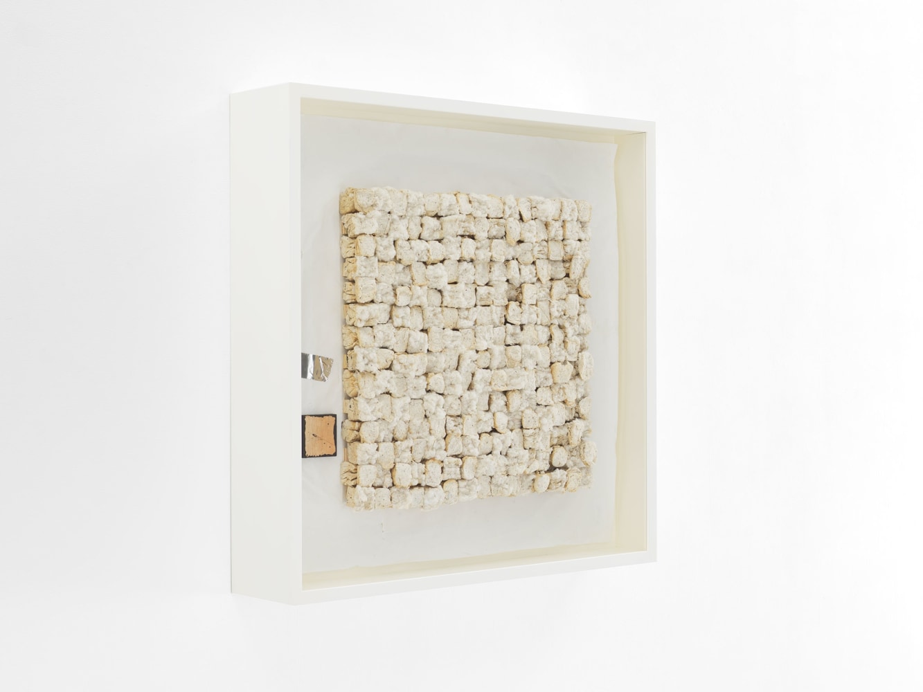 Leonardo Drew Number 120SD, 2022 Cotton, aluminum and wood on paper Framed Dimensions: 38 x 38 x 8 inches 96.5 x 96.5 x 20.3 cm