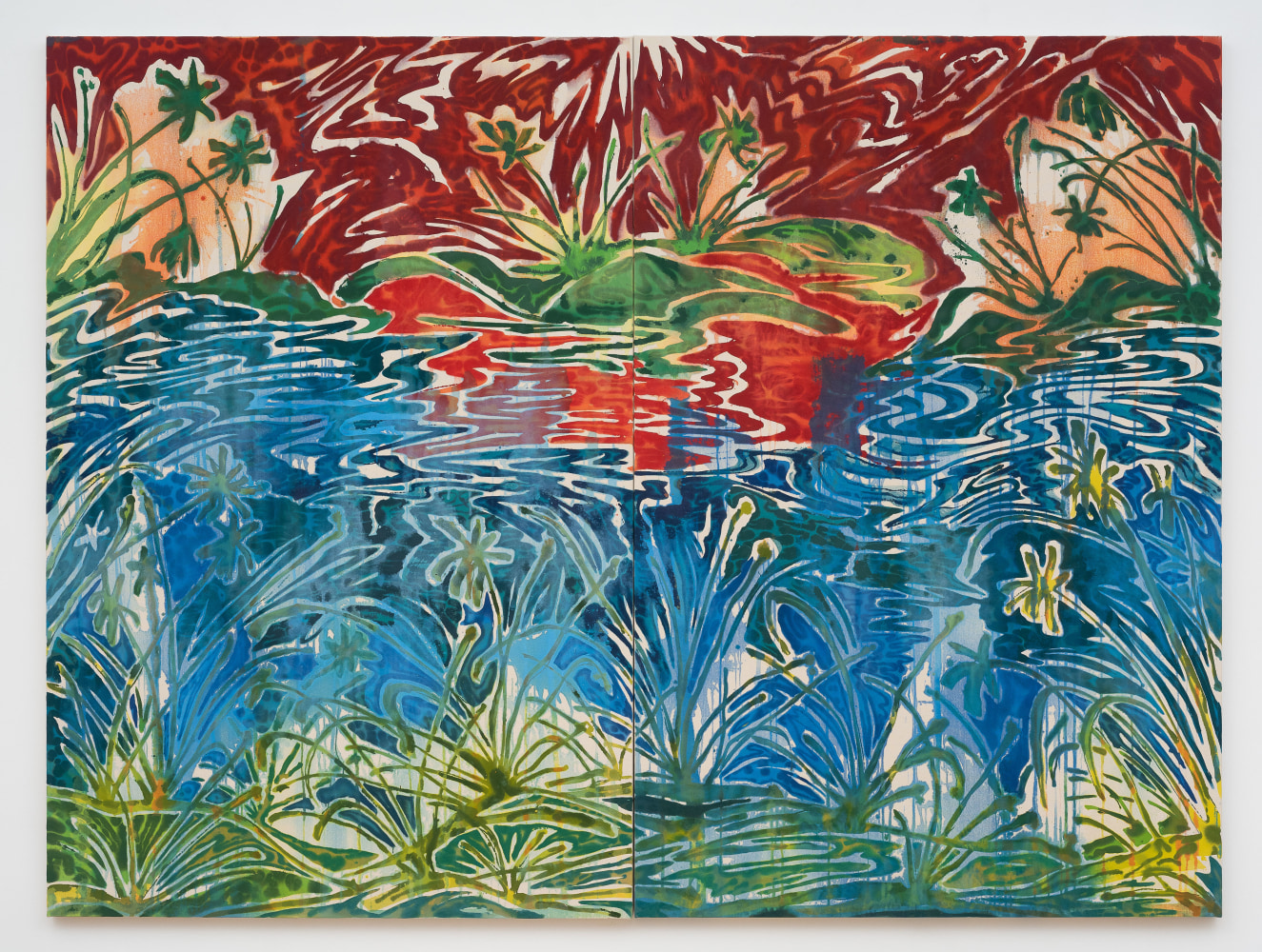 Saif Azzuz Coyote Tales, 2023 Acrylic on canvas Two panels Overall Dimensions: 72 x 96 inches 182.9 x 243.8 cm