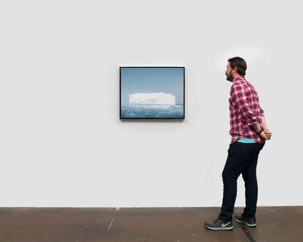 Rob Reynolds &quot;Iceberg (Jakobshavn Isbrae 69.1667° N, 49.9167° W Greenland, 21 July, 2019, 5:00 AM)&quot;, 2021, Oil, alkyd and acrylic polymer paint on canvas in welded aluminum artist's frame, Framed Dimensions: 24 x 30 inches
