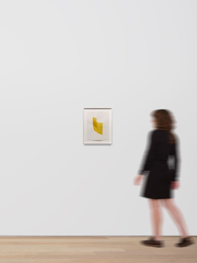 Kate Shepherd Yellow, Folding Wall Curling, #73, 2022 Watercolor on Arches paper Framed Dimensions: 18 7/8 x 15 1/8 x 1 1/2 inches 47.9 x 38.4 x 3.8 cm
