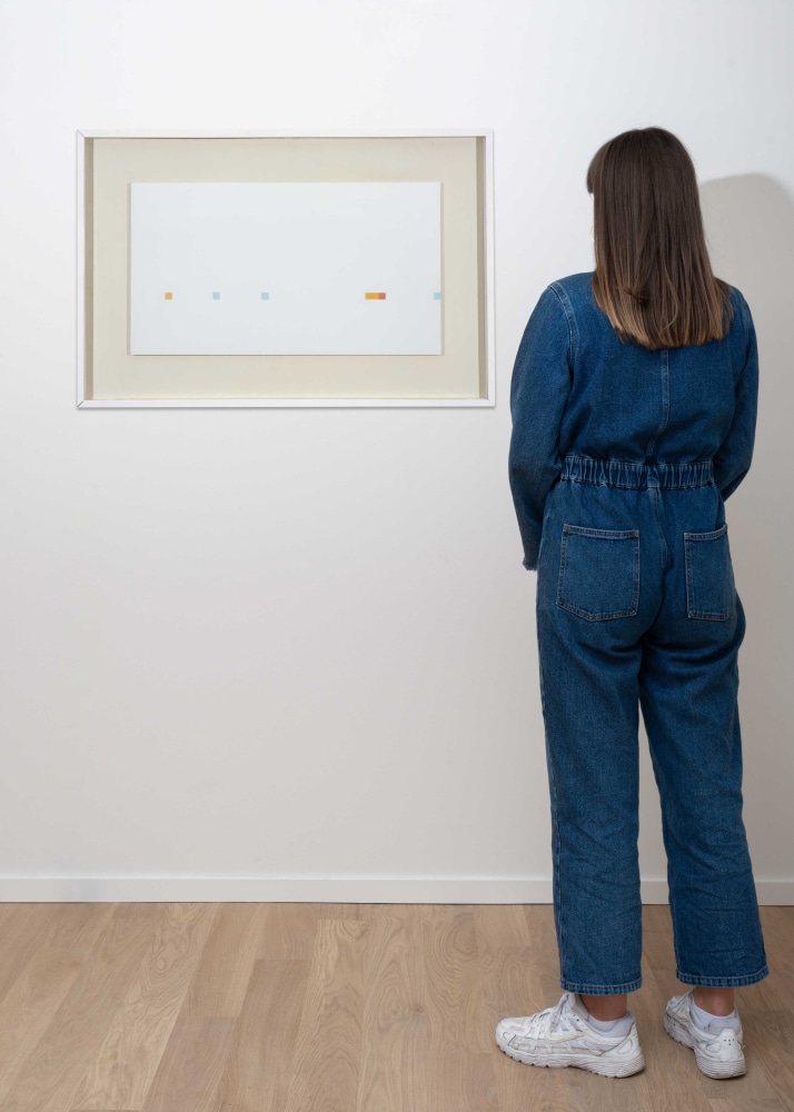 Antonio Calderara Misura di rosso - giallo - azzurro (Measurement of red - yellow - blue), 1966 Oil on wood Framed Dimensions: 18 5/16 x 27 13/16 inches 46.5 x 69.9 cm Artwork Dimensions: 11 3/4 x 21 1/4 inches 30 x 54 cm