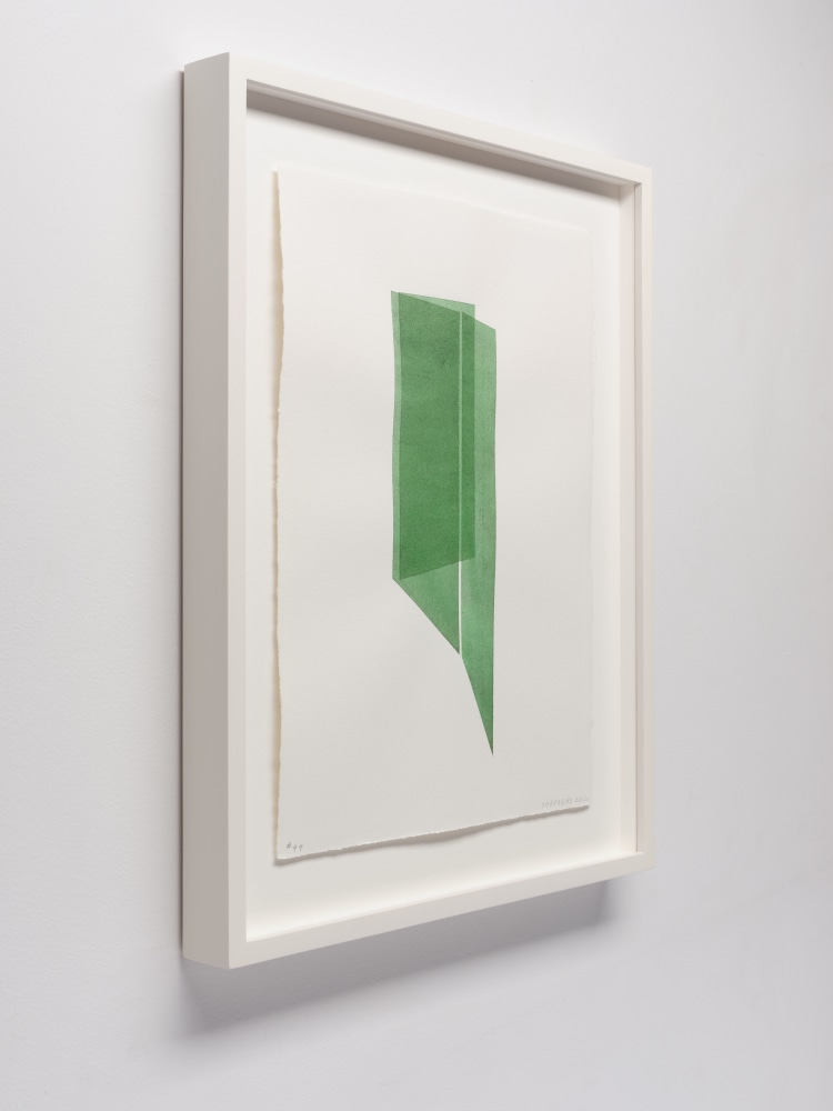 Kate Shepherd Sap Green, Folding Walls, #49, 2022 Watercolor on Arches paper Framed Dimensions: 18 7/8 x 15 1/8 x 1 1/2 inches 47.9 x 38.4 x 3.8 cm