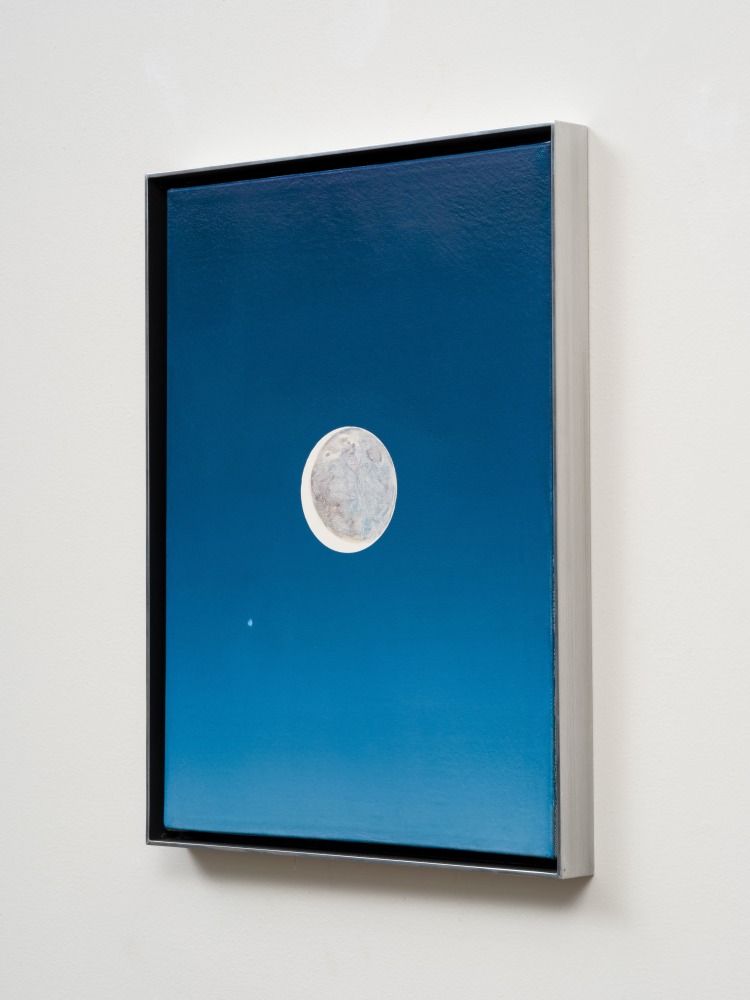 Rob Reynolds  Moon and Jupiter, 2018  Oil, alkyd and acrylic polymer paint on canvas in welded aluminum artist's frame  Framed Dimensions:  16 3/4 x 12 3/4 inches