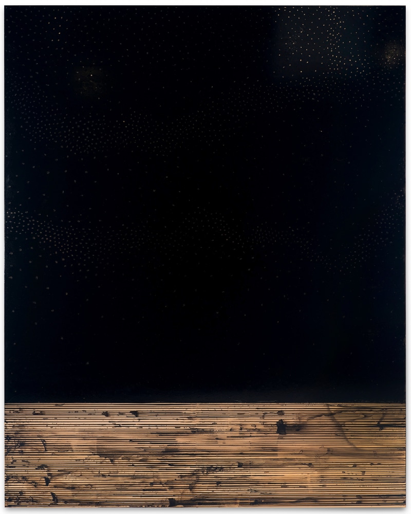 Teresita Fernández Golden (Nebula), 2015 Gold chroming and India ink on wood panel 80 x 64 x 2 inches 203.2 x 162.4 x 5 cm