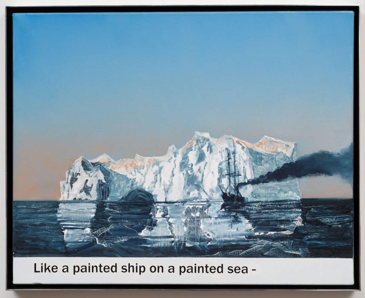 Rob Reynolds &quot;Painted Ship, Painted Sea (Panther)&quot;, 2019, Oil, alkyd and acrylic polymer paint on canvas in welded aluminum artist's frame, Framed Dimensions: 24 3/4 x 30 3/4 x 2 inches