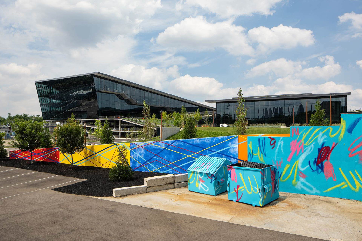 Sarah Cain This is the thing they call life, 2023 permanent installation at Orange Barrel Media,Columbus, OH