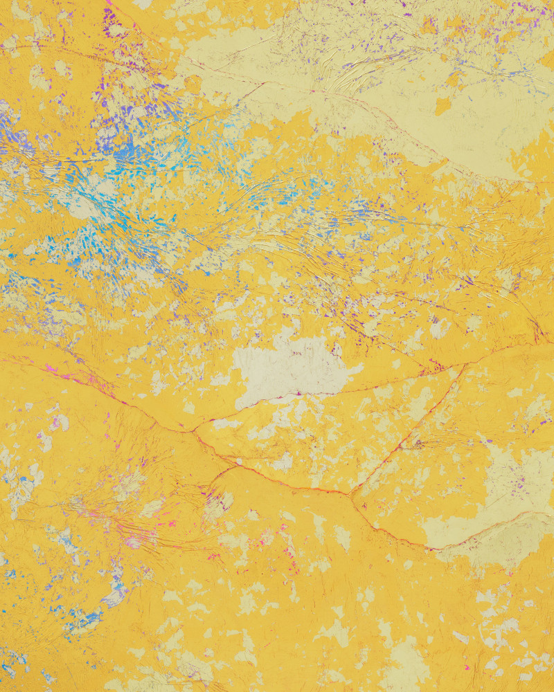 Jessie Henson Repair (Bolt), 2023 12, 16, 18 and 24K gold with Beva, and acrylic gouache on paper in 7 parts Framed Dimensions: 63 7/8 x 45 1/2 x 2 3/8 inches 162.1 x 115.4 x 6 cm Paper Dimensions: 60 x 41 inches 152.4 x 104.1 cm