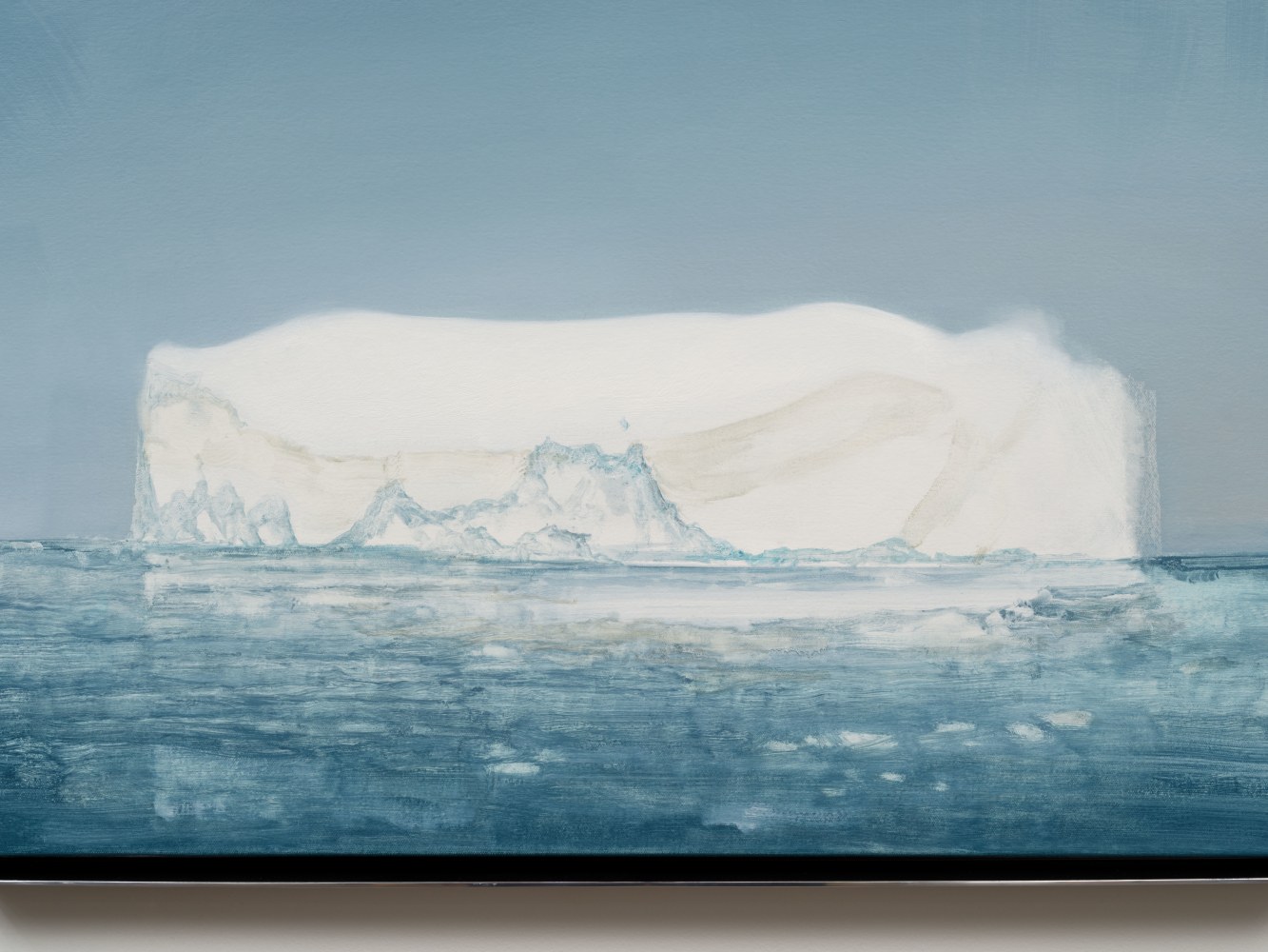 Rob Reynolds &quot;Iceberg (Jakobshavn Isbrae 69.1667° N, 49.9167° W Greenland, 21 July, 2019, 5:00 AM)&quot;, 2021, Oil, alkyd and acrylic polymer paint on canvas in welded aluminum artist's frame, Framed Dimensions: 24 x 30 inches