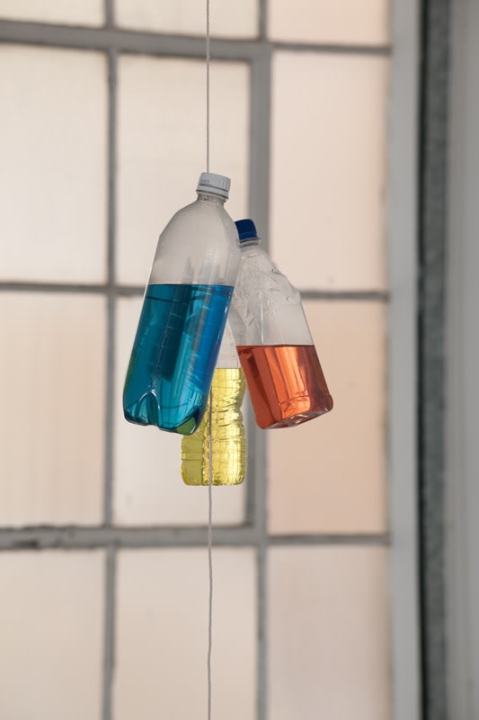 Tony Feher Installation view of Tony Feher: Blue Painters Tape, 2012 Artpace, San Antonio