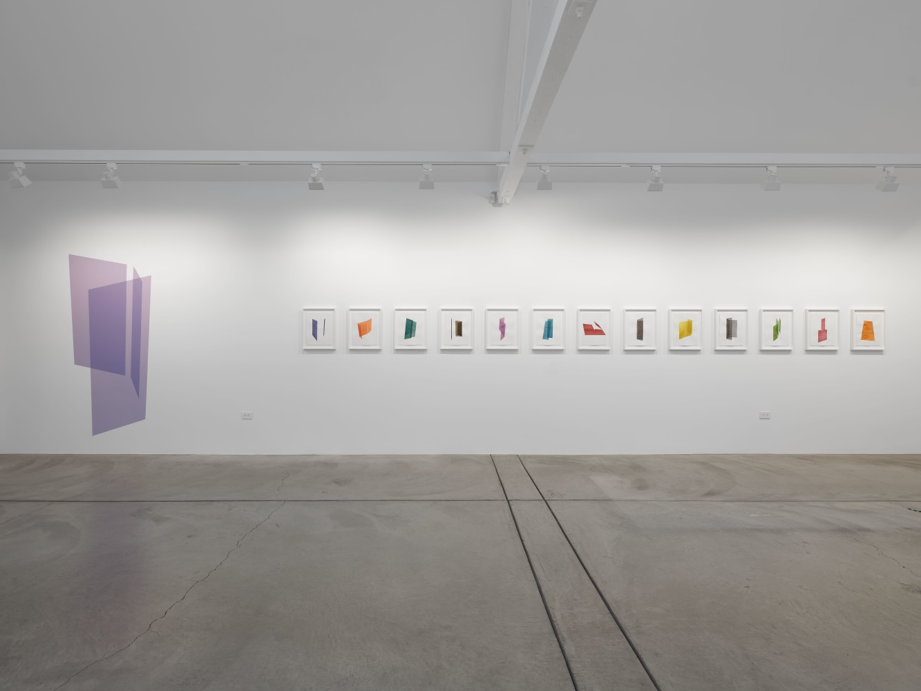 Kate Shepherd Wall painting 3, violet, separated parts, 2023 Latex on wall, custom colors Dimensions variable Approximately 84 x 42 inches