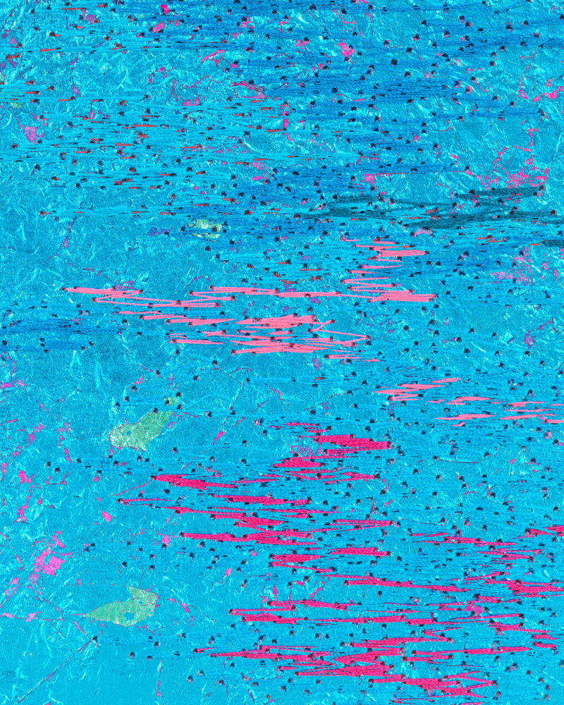 Jessie Henson The Gems and Minerals Department I, 2023 Japanese silver leaf with Beva, acrylic gouache, and polyester thread on paper Framed Dimensions: 12 1/2 x 10 x 1 1/2 inches 31.8 x 25.4 x 3.8 cm Paper Dimensions: 10 1/8 x 7 5/8 inches 25.7 x 19.4 cm