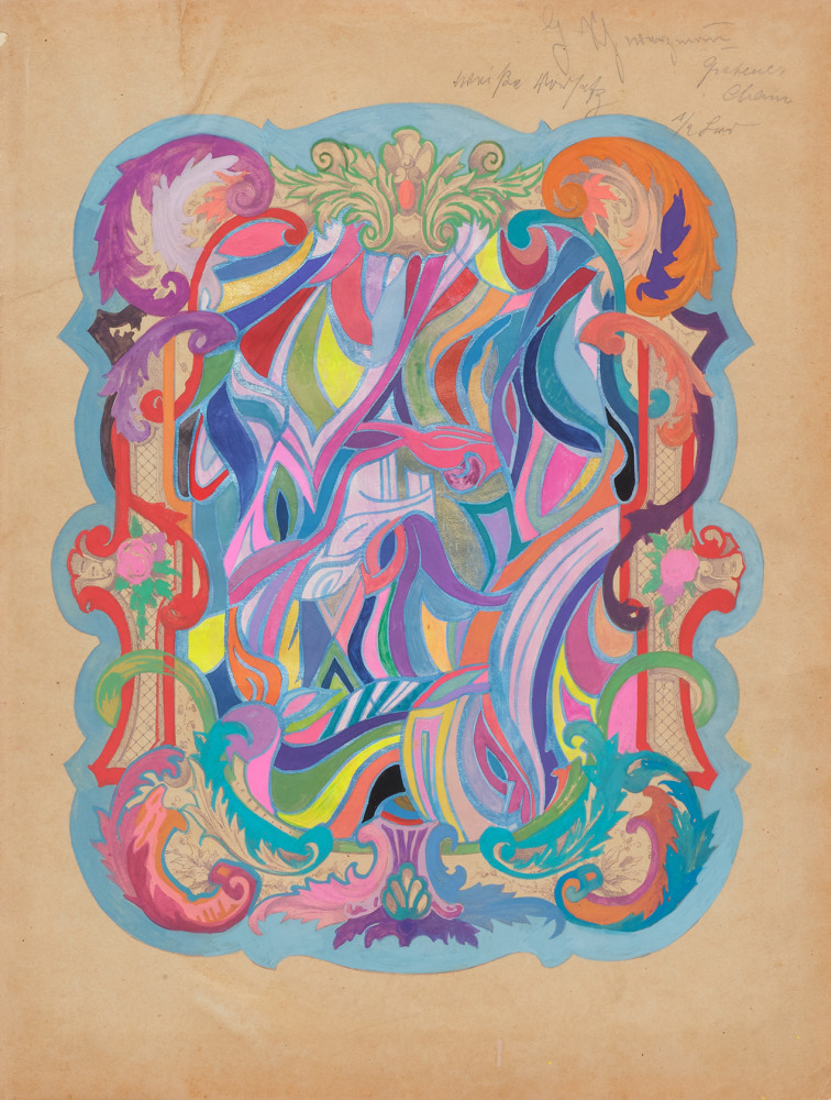 Sarah Cain Music Book, 2008-2021 signed, titled and dated on the verso &quot;music book, 2008 - 2021&quot; Acrylic, gouache and watercolor on vintage paper Framed Dimensions: 15 7/8 x 13 x 1 3/4 inches 40.3 x 33 cm