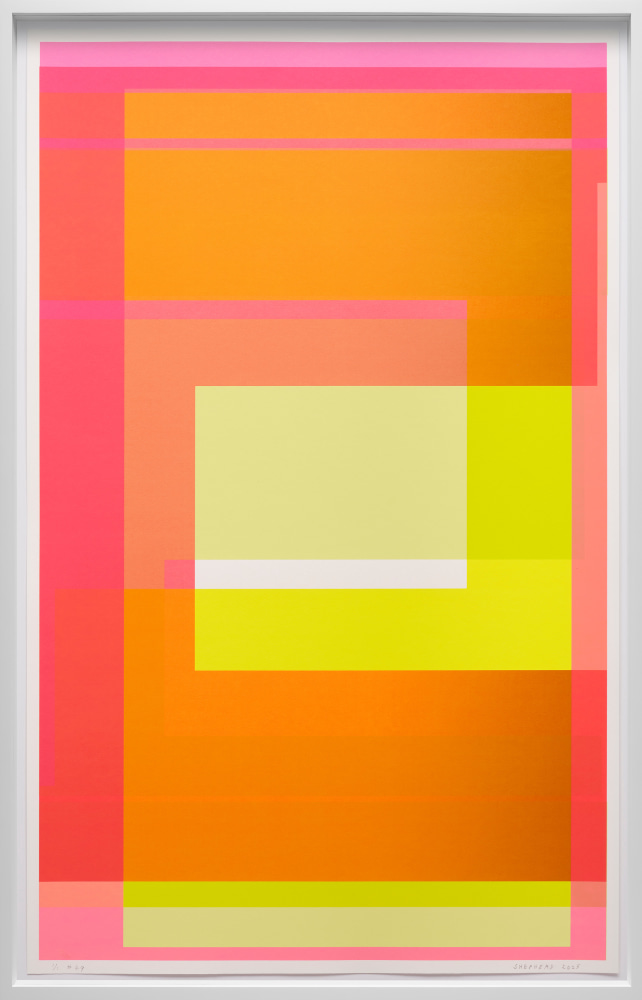 Kate Shepherd #09 Conditionals, 2023 Screen print on coventry rag paper, unique Framed Dimensions: 41 3/4 x 26 3/4 x 1 3/4 inches Paper Dimensions: 40 x 25 inches 101.6 x 63.5 cm