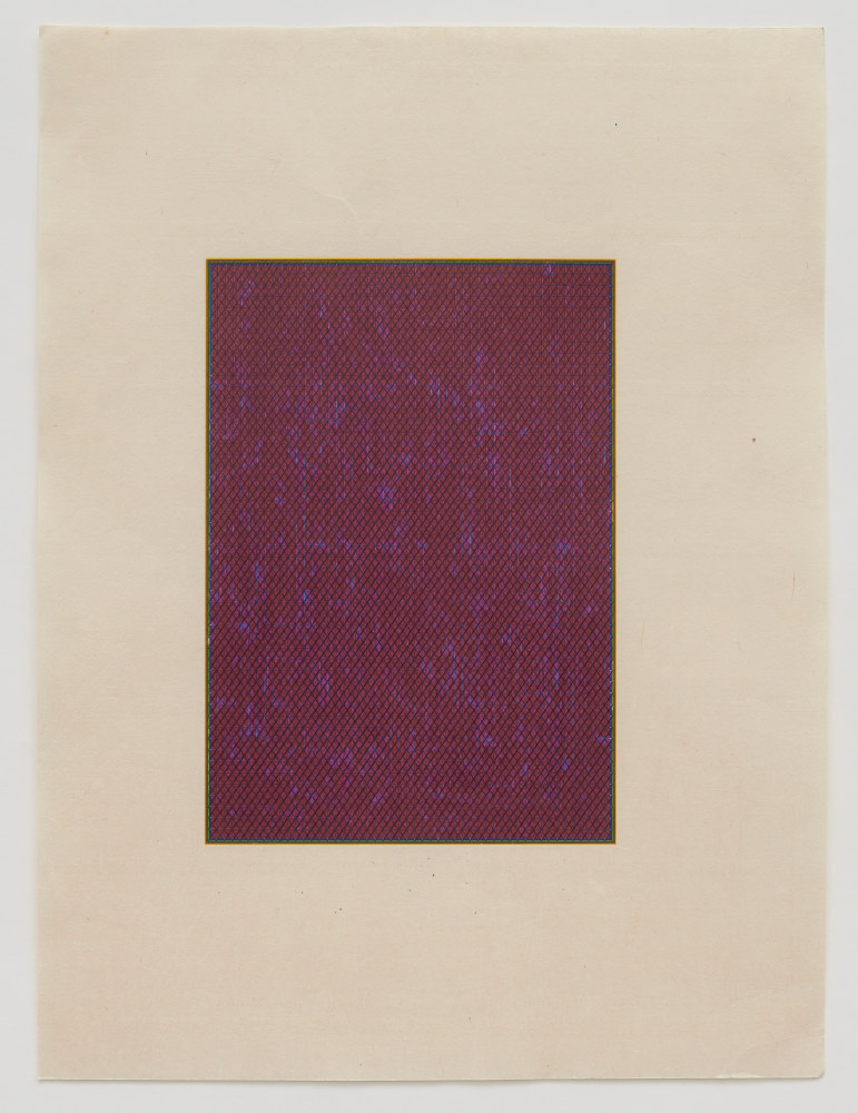 Marsha Cottrell Untitled (Dark red with diamond pattern over grid), 2023 Archival pigment on digital ground on paper, unique Framed Dimensions: 22 3/8 x 17 3/8 x 1 3/8 inches 56.8 x 44.1 x 3.5 cm Paper Dimensions: 20 x 15 inches 50.8 x 38.1 cm