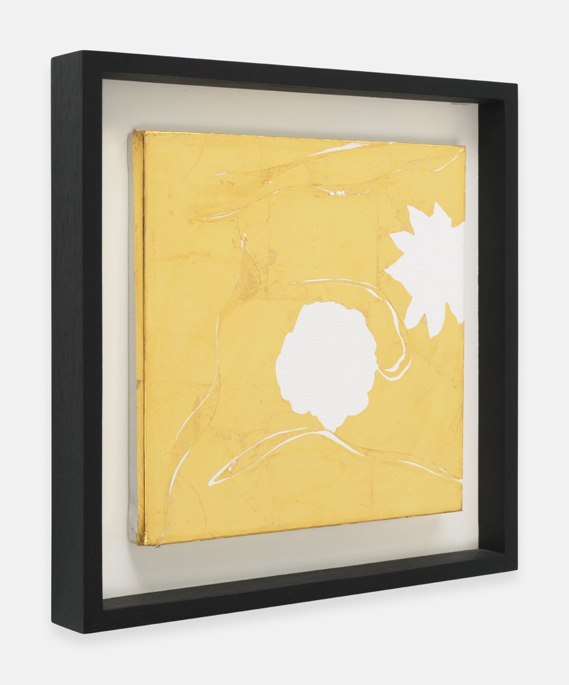 Jim Hodges untitled, 2004 signed on verso Gold leaf on canvas Framed Dimensions: 13 1/2 x 13 1/2 x 1 3/4 inches 34.3 x 34.3 x 4.4 cm