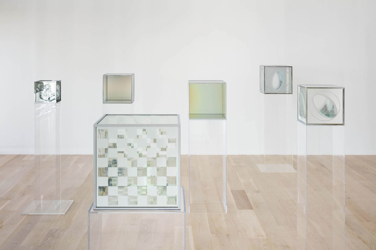 Larry Bell Installation view: Larry Bell: Time Machines, 2018 Institute of Contemporary Art, Miami, FL