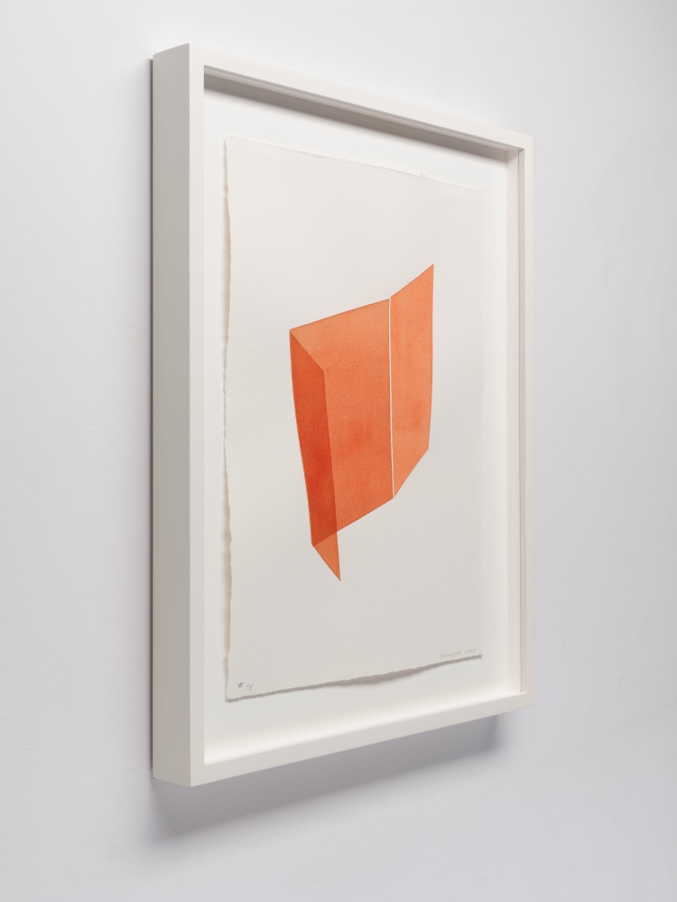 Kate Shepherd Orange, Folding Wall, #78, 2023 Watercolor on Arches paper Framed Dimensions: 18 7/8 x 15 1/8 x 1 1/2 inches 47.9 x 38.4 x 3.8 cm